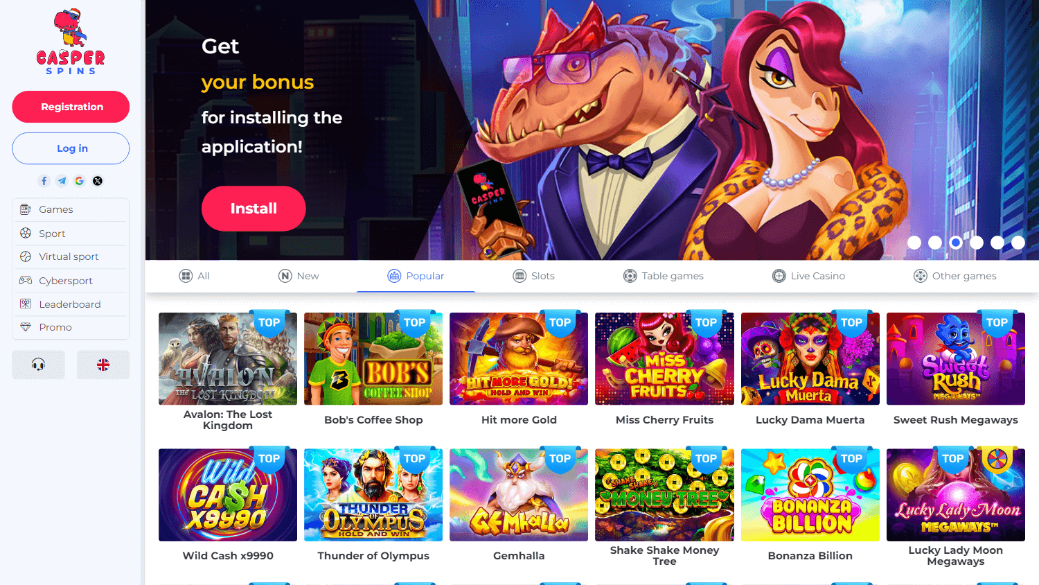 Casper Spins Casino Desktop screenshot